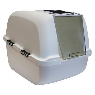 Catit Jumbo Litter Box – White Tiger White with Tiger Print