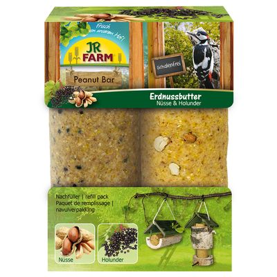 JR Garden Peanut Bar Bird Feeder & Peanut Bar 2 x 350g JR Garden Peanut Bar Nuts & Elderflower