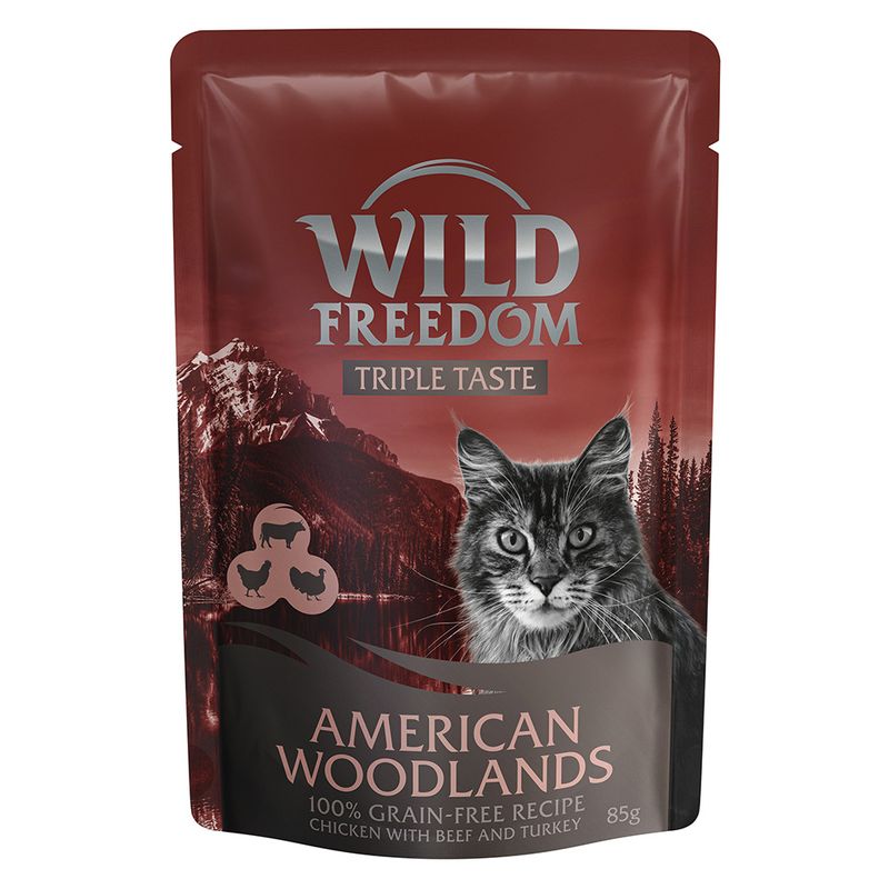 Wild Freedom Triple Taste Pouches 8 x 85g European Highlands (Chicken, Salmon & Lamb)