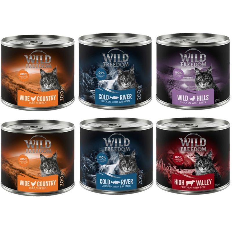 Wild Freedom Adult 6 x 200g Mixed Pack I - Grain-Free (Chicken, Pollock, Lamb, Rabbit, Game)