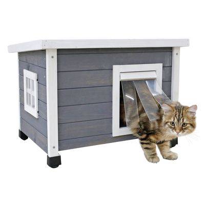 Kerbl Pet Cat House Rustica - White/Grey 57 x 45 x 43cm (L x W x H)