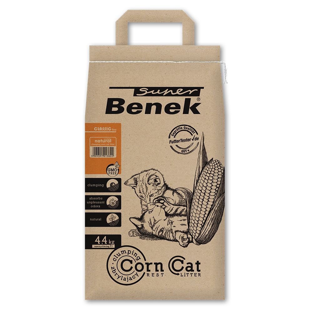 Super Benek Corn Cat Natural Clumping Litter 7l (approx. 4.4kg)