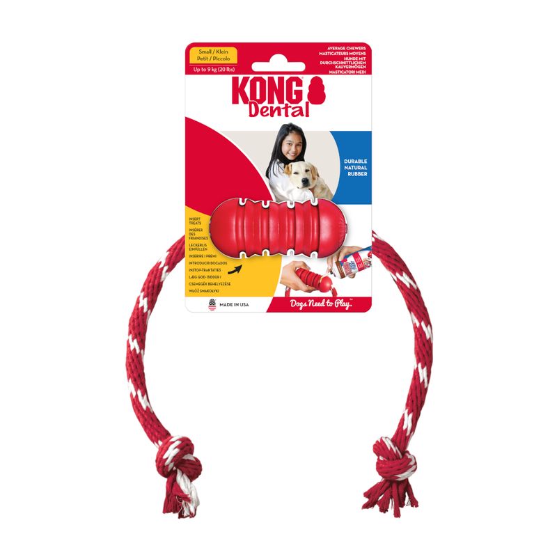 KONG Dental Dog Toy with Rope Size S: Approx. 49 x 3.7cm (L x W)