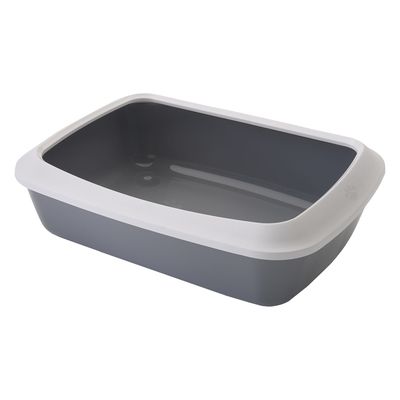 Savic Iriz Litter Tray with Protective Edge - 50cm Light Grey / White
