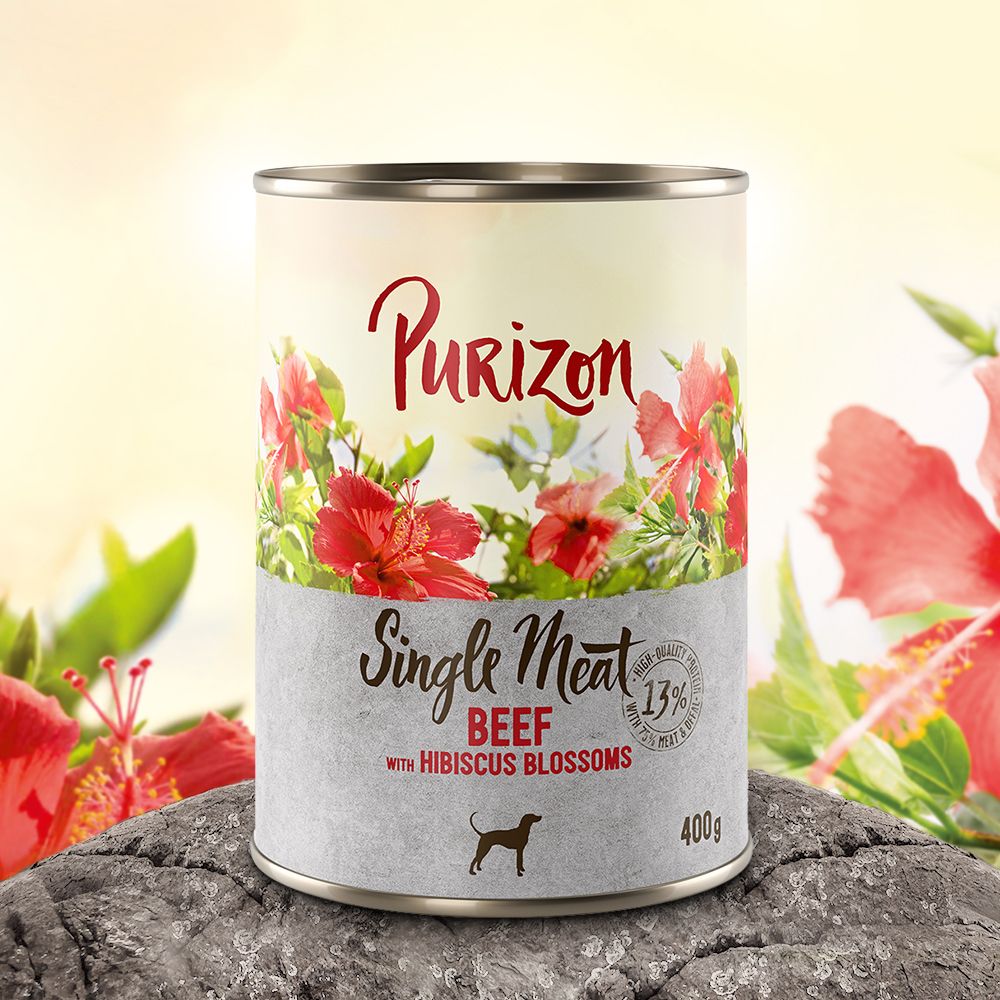 1 x 400g Purizon Single Meat Beef Wet Dog Food - Try Now!* Beef with Hibiscus Blossoms (400g)