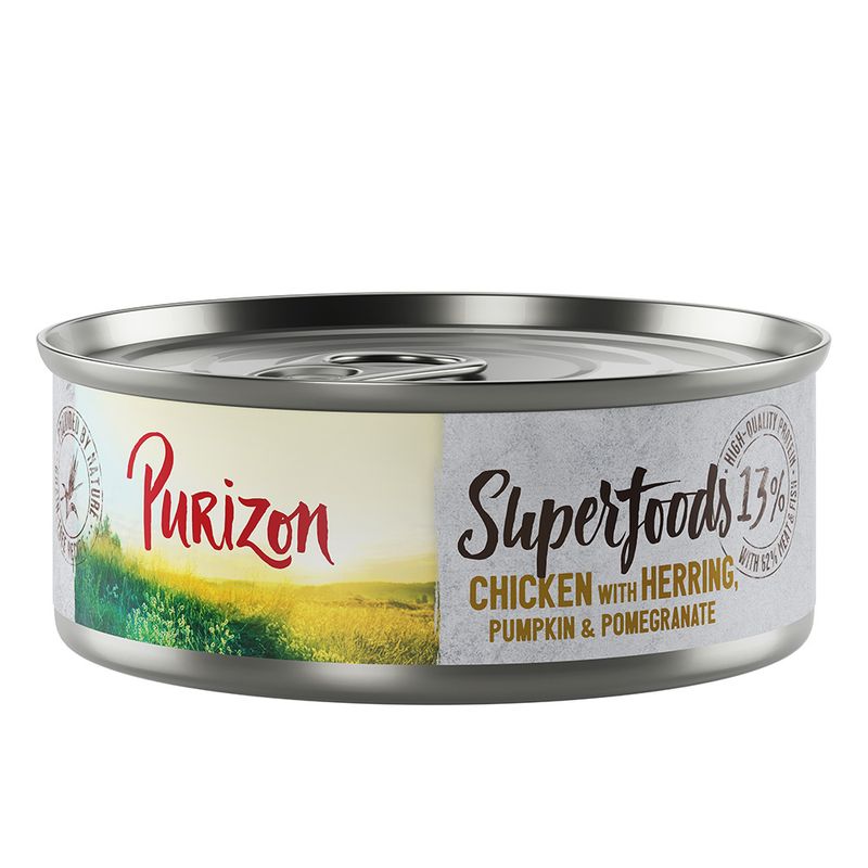 Purizon Superfoods 6 x 70g Mixed Pack (2x Chicken, 2x Tuna, 1x Wild Boar, 1x Game)
