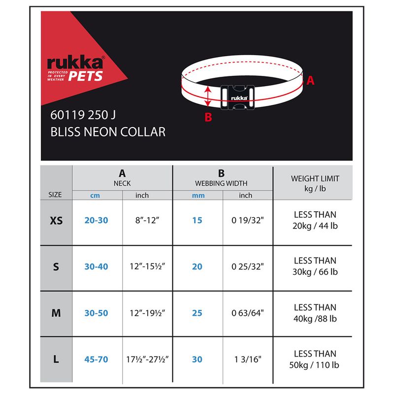 Rukka® Set: Bliss Neon Collar & Leash Collar size M + leash 200 cm / 20 mm