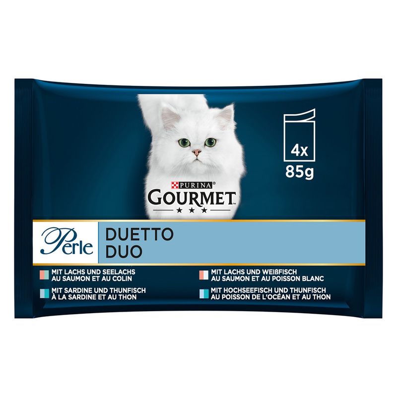 Gourmet Perle Mixed Pack 4 x 85g Turkey, Tuna, Duck & Lamb