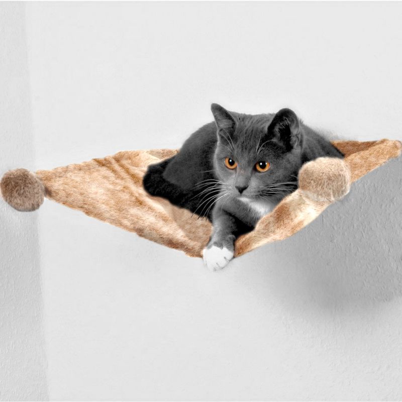 Trixie Plush Wall Mounted Cat Bed - Beige 41 x 42 x 15 cm (L x W x H)