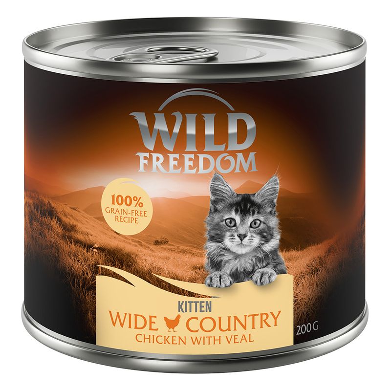 Wild Freedom Kitten Mixed Trial Pack 6 x 200g (2 x Veal, 2 x Turkey, 2 x Rabbit)