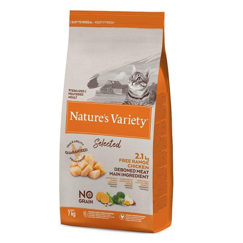 7kg Nature's Variety Dry Cat Food + 12 x 85g Wet Cat Food Free! * No Grain Sterilised Adult Turkey (7kg) + Mixed Pack Bites in Gravy (12 x 85g)