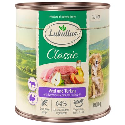 Lukullus Senior Saver Pack 24 x 800g Veal & Turkey - Grain-Free