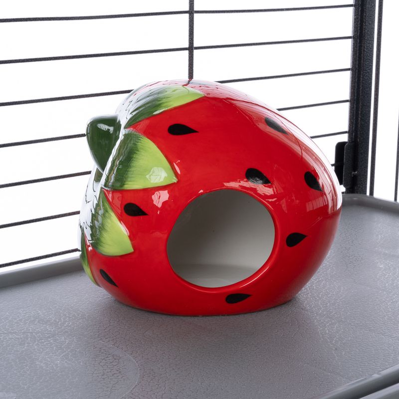 TIAKI Strawberry Ceramic House for Hamsters & Mice 15 x 12 x 12 cm (L x W x H)