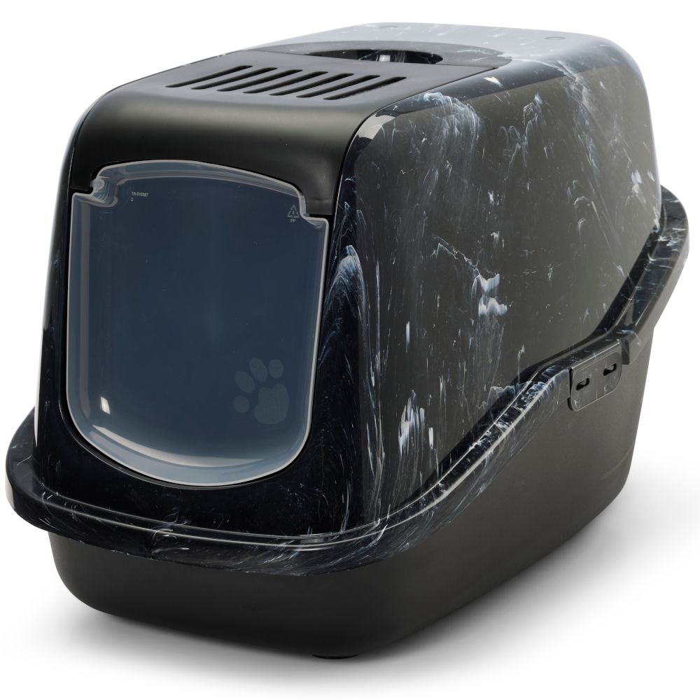 Savic Nestor Marble Cat Litter Box marble white-grey / black