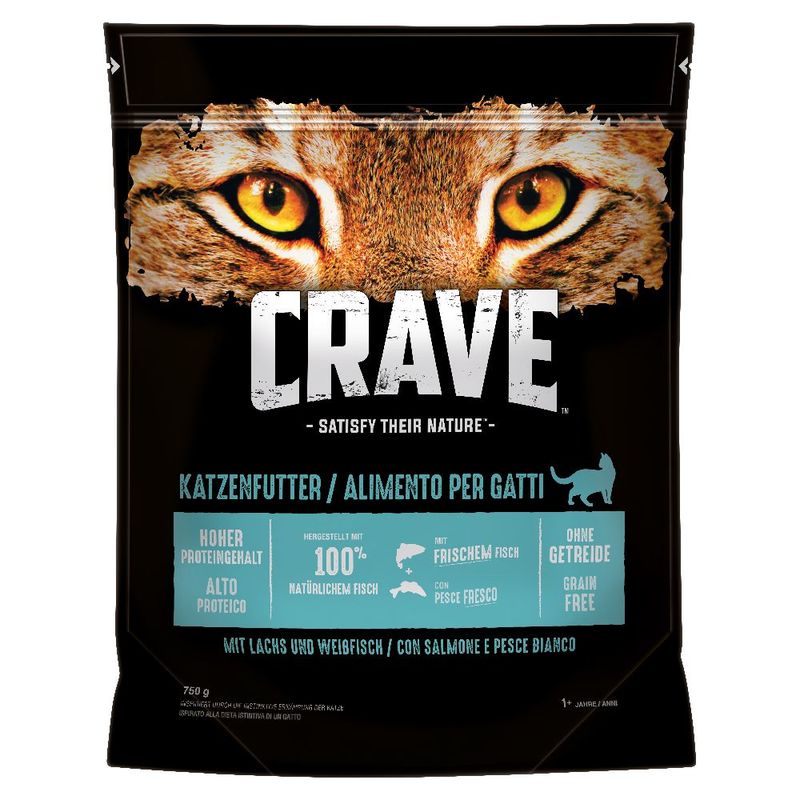 Crave Adult Salmon & Whitefish Dry Cat Food 750g