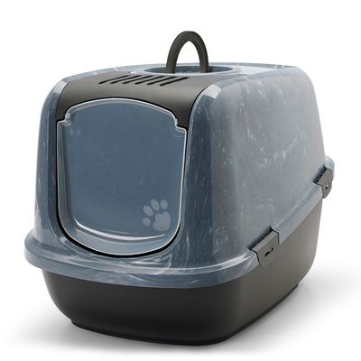 Savic Nestor Jumbo Marble Cat Litter Tray Anthracite white marble / black