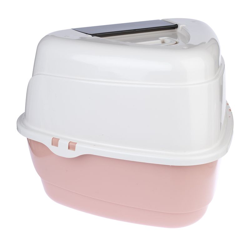 TIAKI Parfait Corner Hooded Litter Tray Cream/ pink