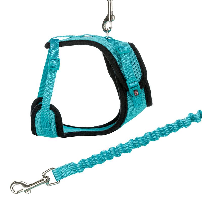 Trixie Mesh Y-Harness with Elastic Leash turquoise