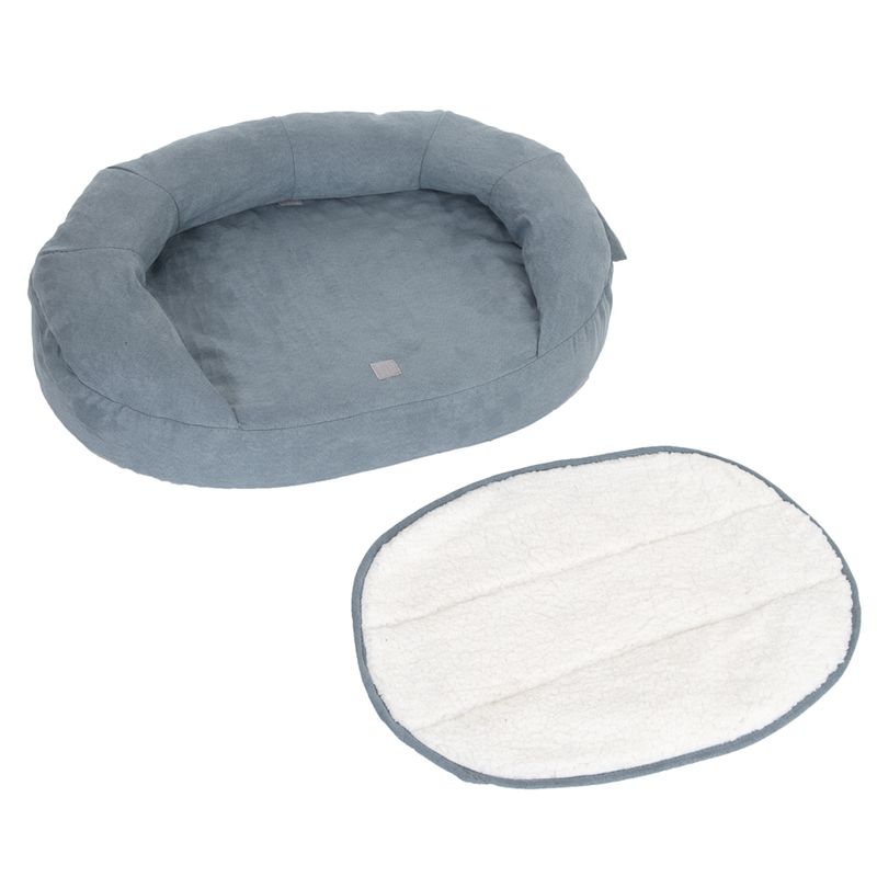 Oval Memory Foam Dog Bed, grey-blue 72 x 50 x 20 cm (L x W x H)