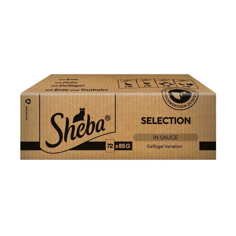 Sheba Pouches 72 x 85g Fine Flakes Poultry Selection in Jelly