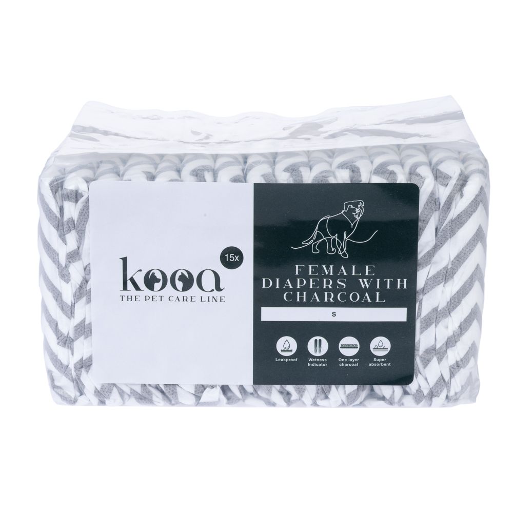 kooa Female Dog Nappies with Charcoal Size XS