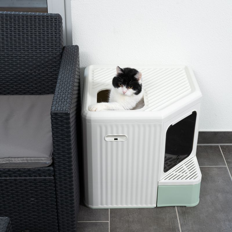 kooa Hop-In Eco-plastic Litter Box White / Mint