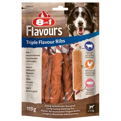 8in1 Triple Flavour Ribs Chew Sticks 6 Sticks