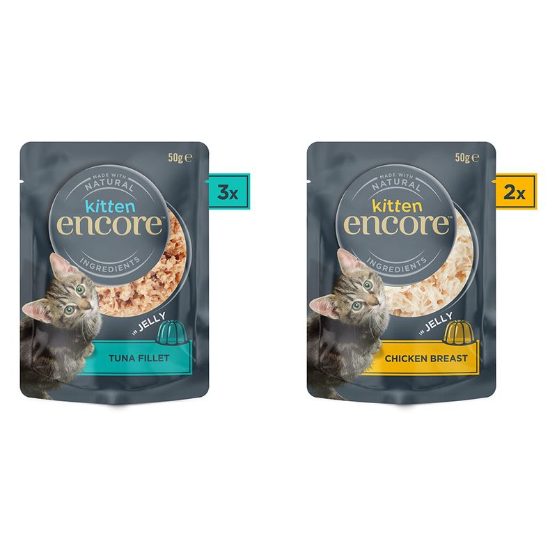Encore Kitten Jelly Pouch Saver Pack 20 x 50g Finest Selection (2 Varieties)