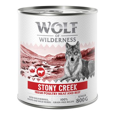 Wolf of Wilderness Senior 6 x 800g - With lots of fresh poultry Mixed Pack (2x Sandy Path, 2x Stony Creek, 2x Muddy Routes)