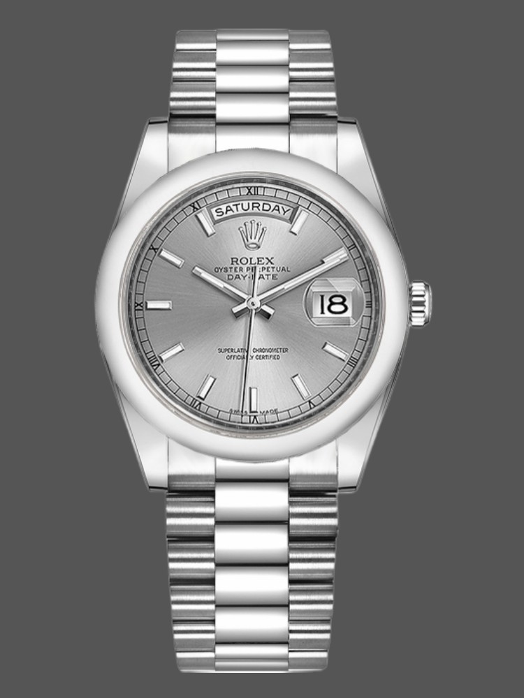 Rolex Day-Date 118209 Silver Dial White Gold 36mm Unisex Replica Watch