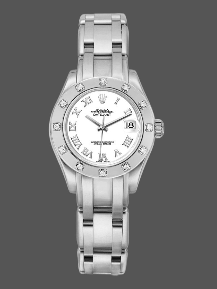Rolex Pearlmaster 80319 White Roman Dial 29MM Lady Replica Watch