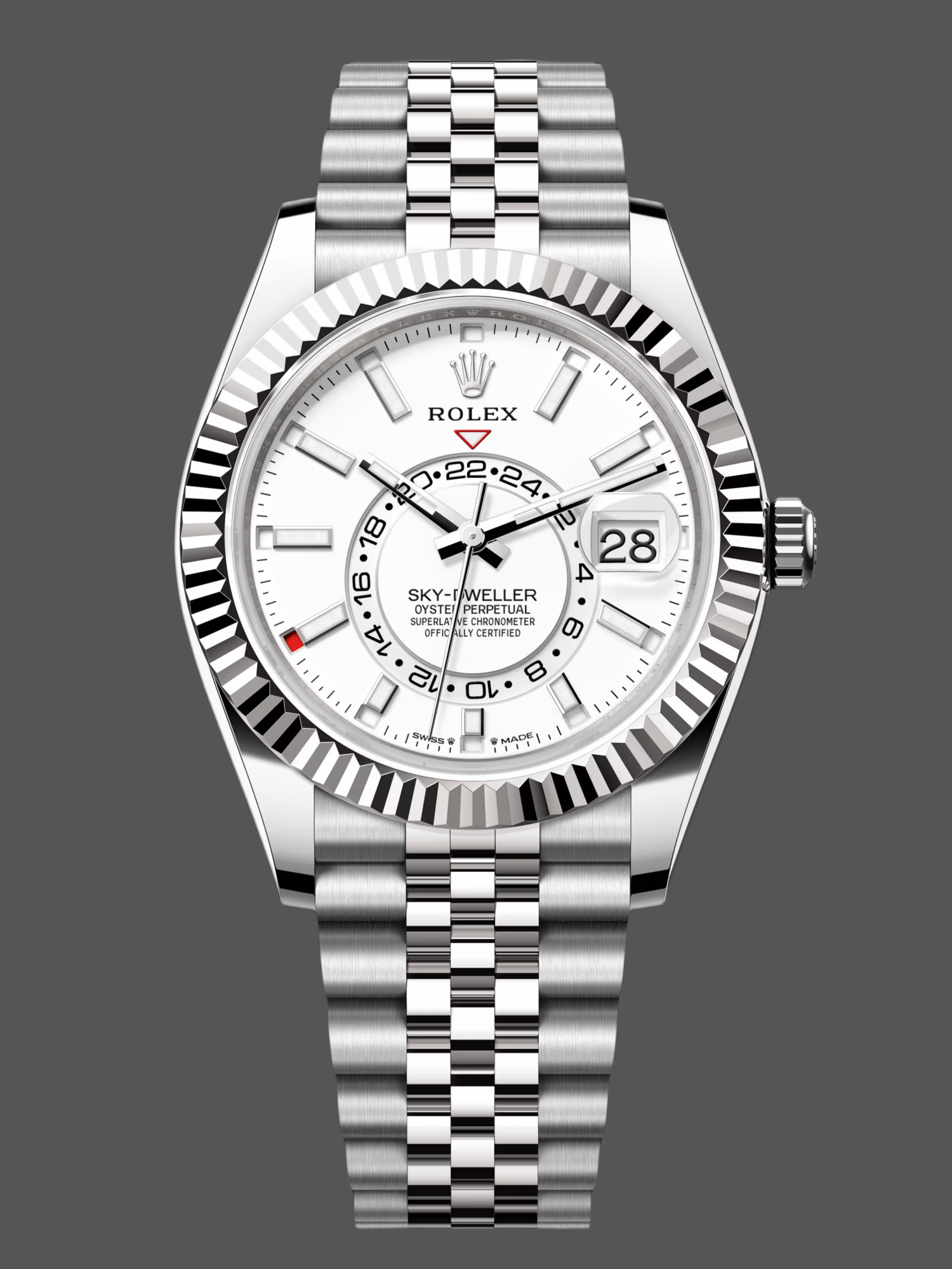 Rolex Sky Dweller 42 White Dial Fluted Bezel M336934 0004 Men's Watch