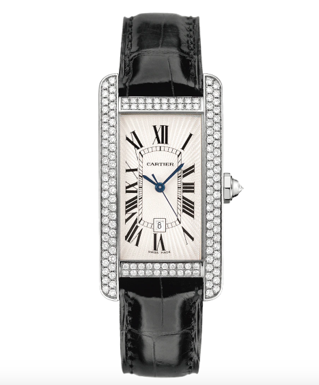 Cartier Tank Am茅ricaine Medium Model 18K White Gold & Diamonds Ladies Watch, WJTA0031