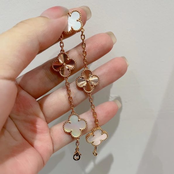 Van Cleef Bracelet Dupe, White& Gold Clover Bracelet