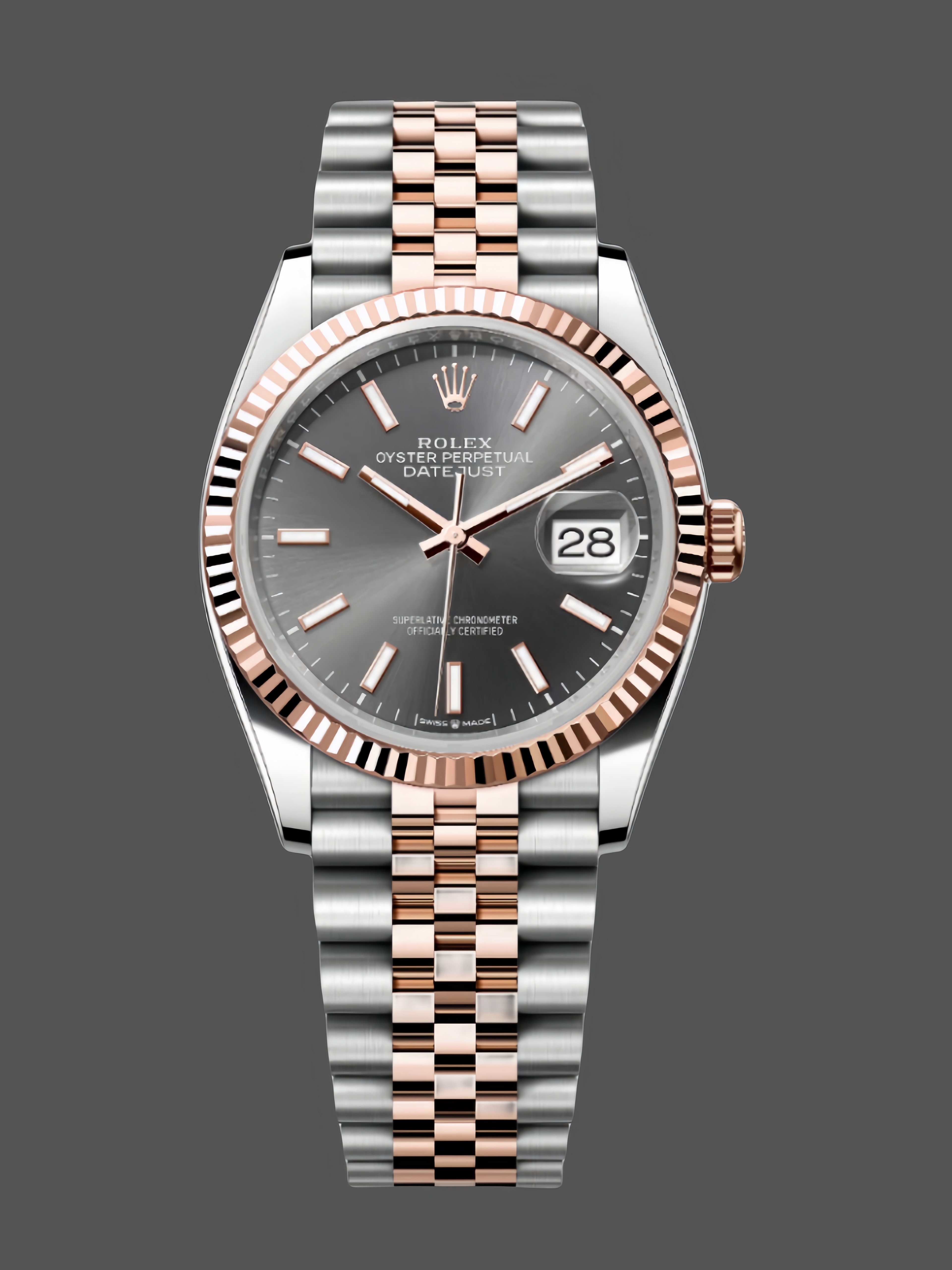 Rolex DateJust 126231 Two-Tone SS Rose Gold Grey Rhodium Dial