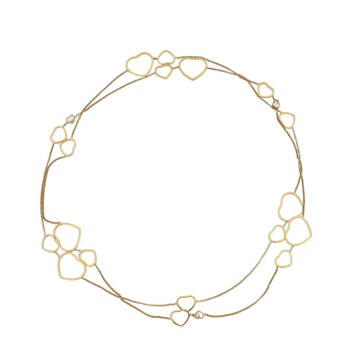 Chopard 18K Rose Gold Diamond Happy Hearts Sautoir Necklace