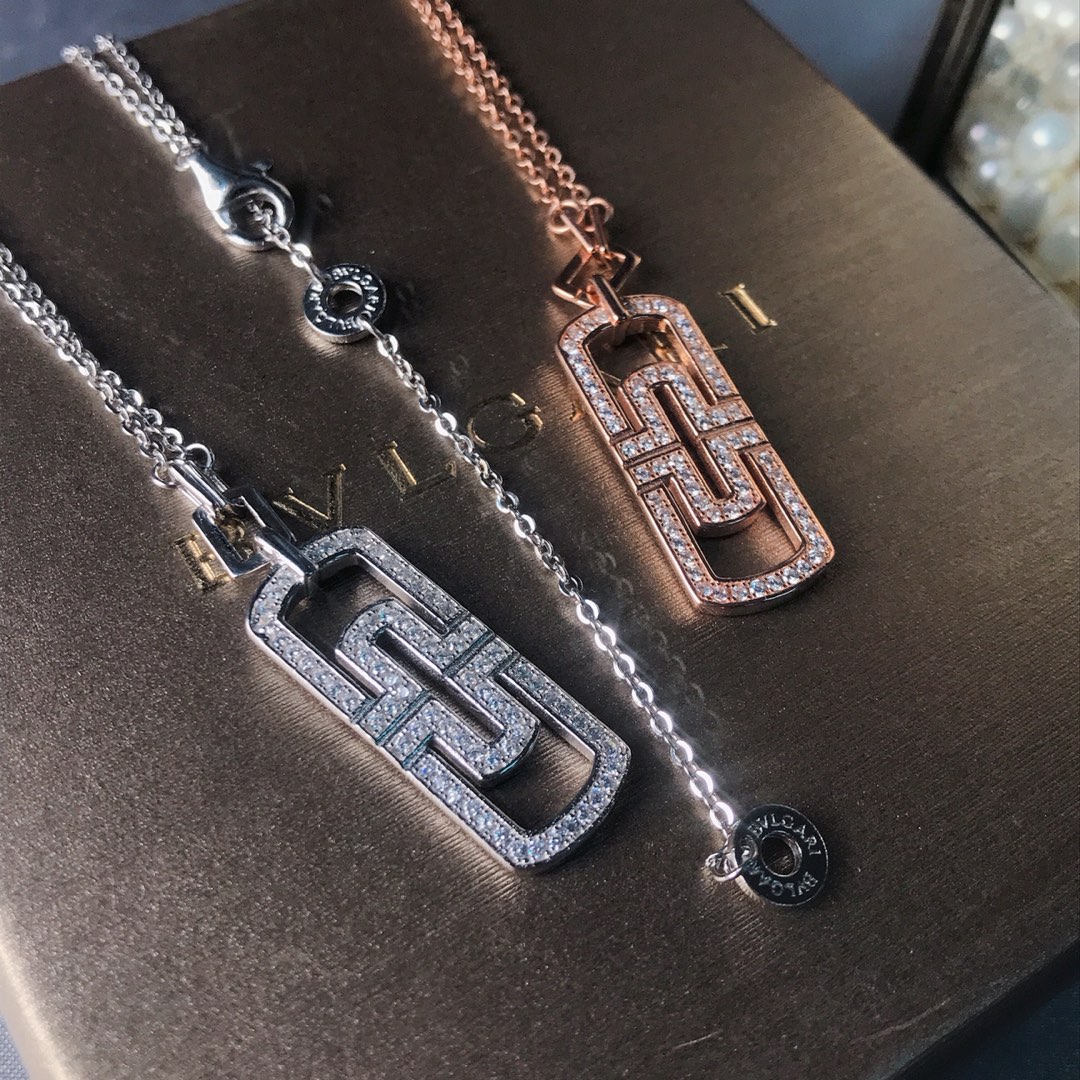 Bvlgari Paperclip Necklace with Diamonds