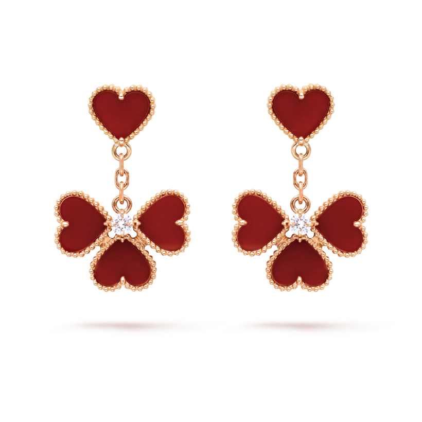 Van Cleef & Arpels Four Hearts Stud Earrings, Sweet Alhambra effeuillage earrings