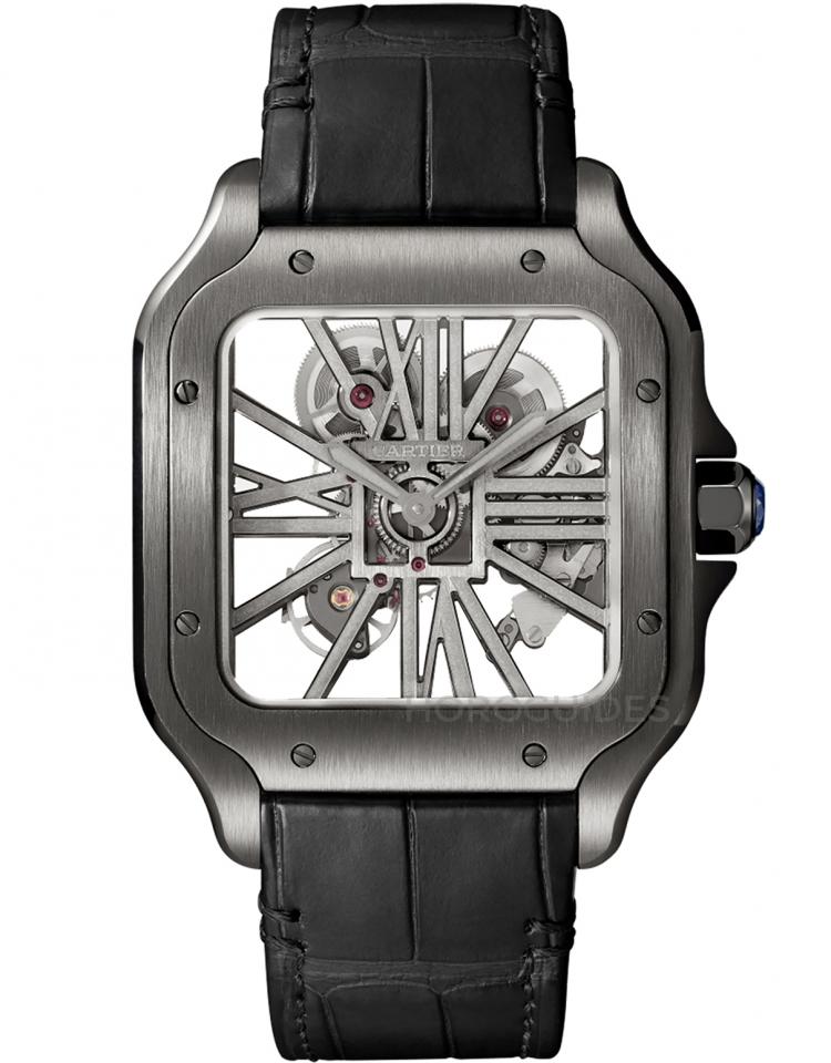 Cartier Santos Skeleton Black Steel Men��s Watch, WHSA0009