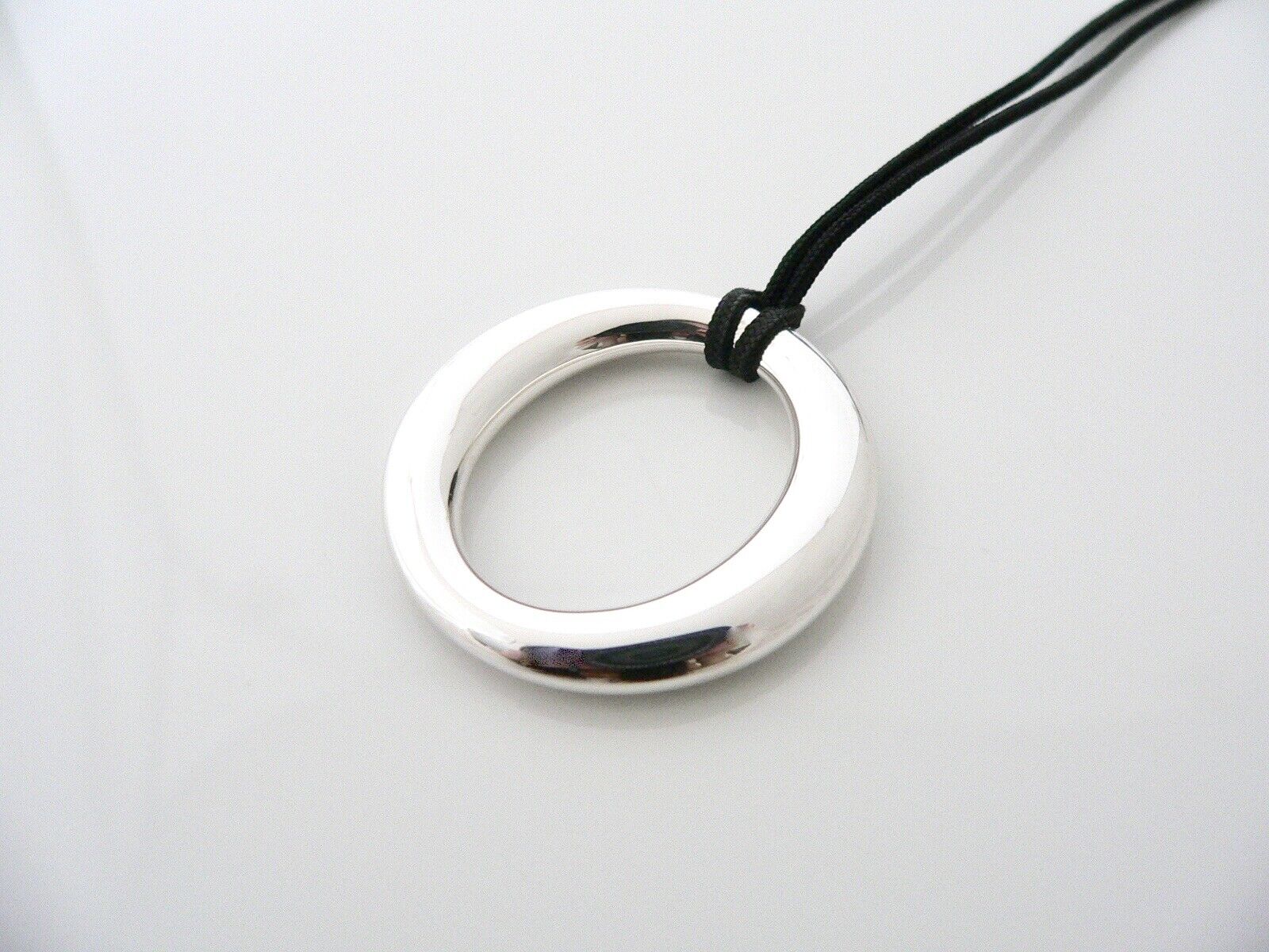 Tiffany & Co Sevillana Necklace Peretti 1.5 Inch Pendant 19 In Silk Cord Love