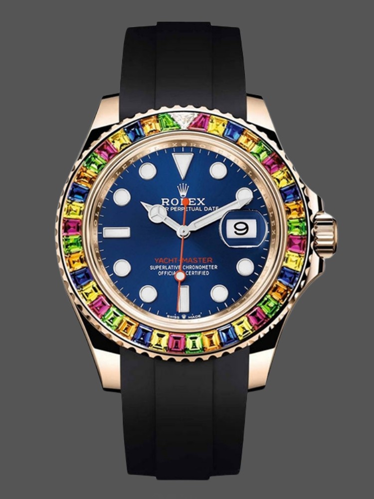 Rolex Yacht-Master 116695 Black Rubber Strap Blue Dial 40MM Mens Replica Watch