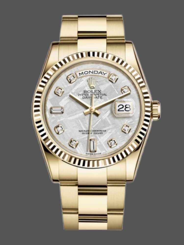 Rolex Day-Date 118238 Diamond Meteorite Dial 36mm Unisex Replica Watch