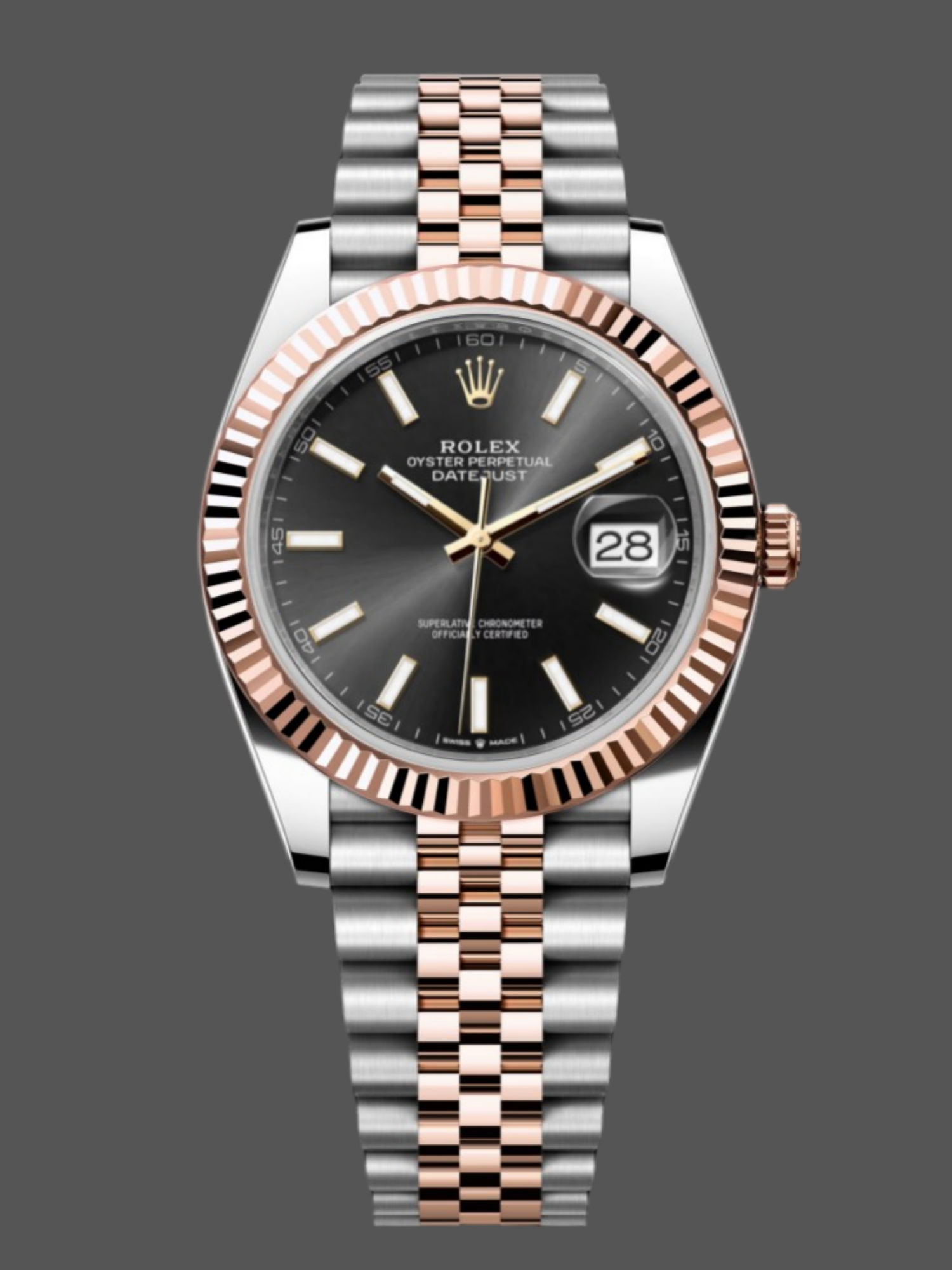 Rolex Datejust 41 Everose Gold Black Dial Jubilee Bracelet 126331