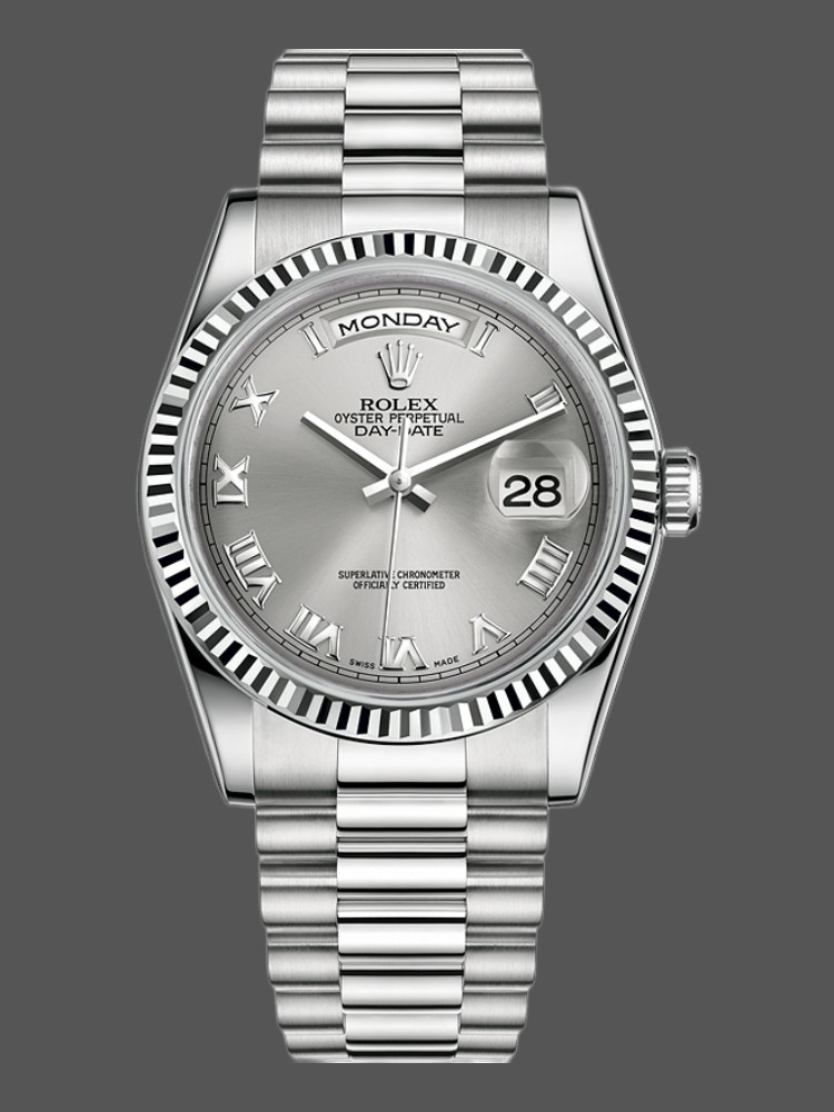 Rolex Day-Date 118239 Rhodium Roman Dial white gold 36mm Unisex Replica Watch