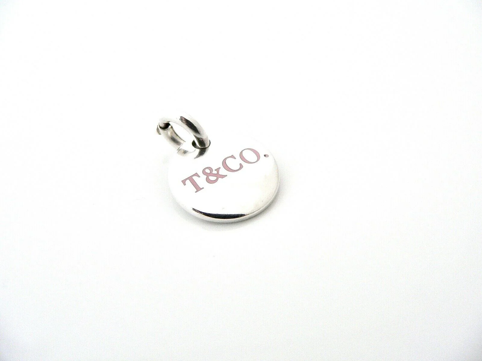 Tiffany & Co Silver Pink Enamel Charm Pendant Clasp 4 Necklace Bracelet Gift