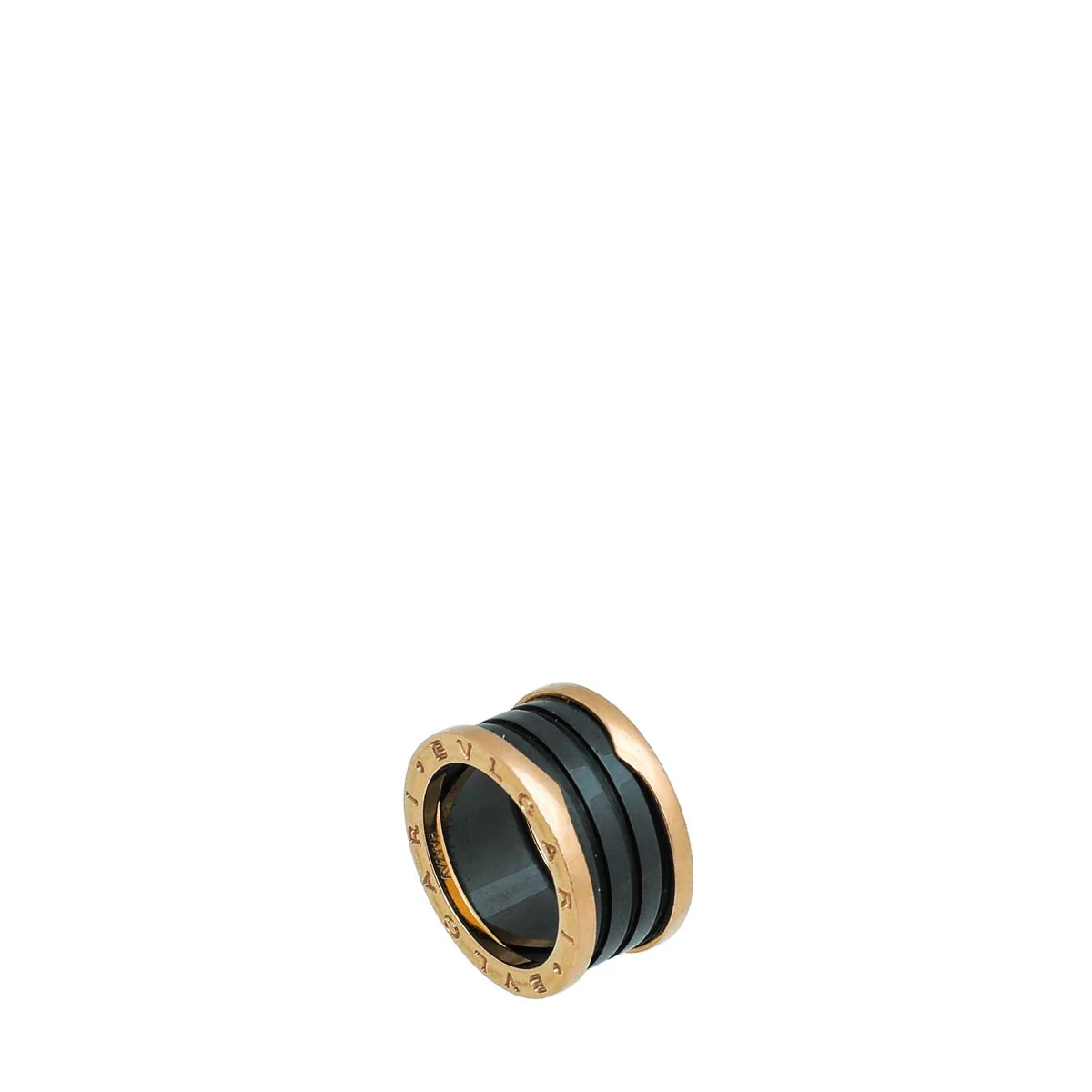 Bvlgari 18K Pink Gold Black Ceramic B.Zero 1-4 Band Ring 55