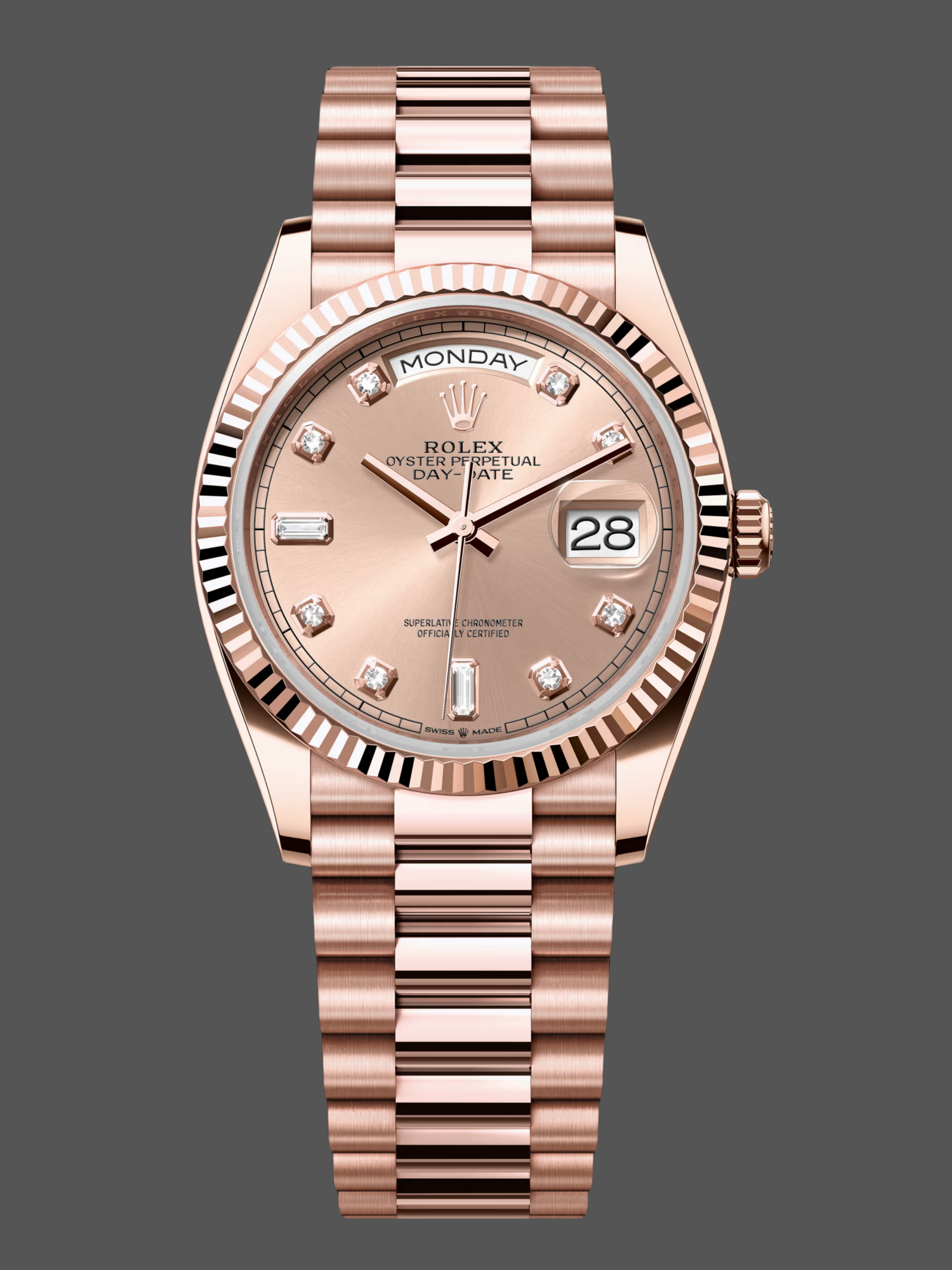Rolex Day-Date m128235 0009 Everose Gold Pink Rose Dial 36MM Unisex Replica Watch