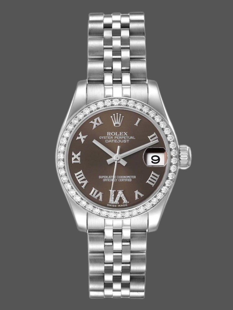 Rolex Datejust 178384 Stainless Steel Brown Diamonds Dial 31MM Lady Replica Watch