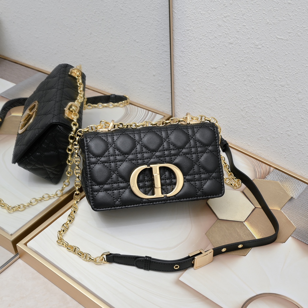 Small Dior Caro Bag Black 9797 XB091 21cm