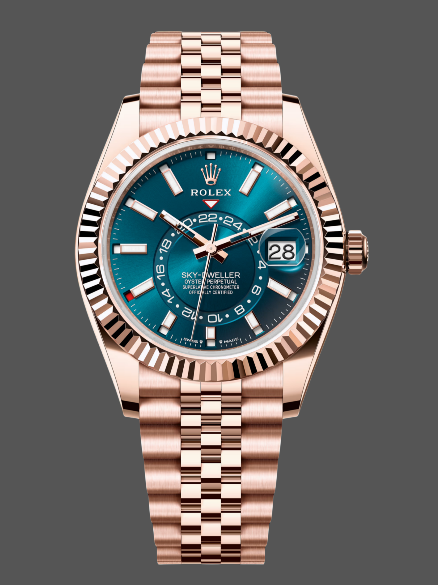 Rolex Sky Dweller 42 Everose Gold Blue Green Dial m336935 0005 Men's Watch